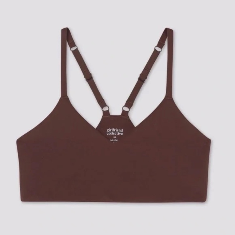 🌱Girlfriend Collective V Neck Bralette, Espresso